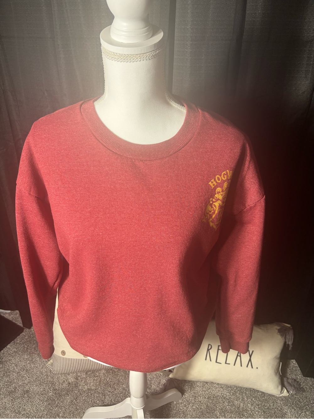 Hogwarts Maroon Crewneck Sweatshirt with Gold Crest-Harry Potter - Picture 2 of 4